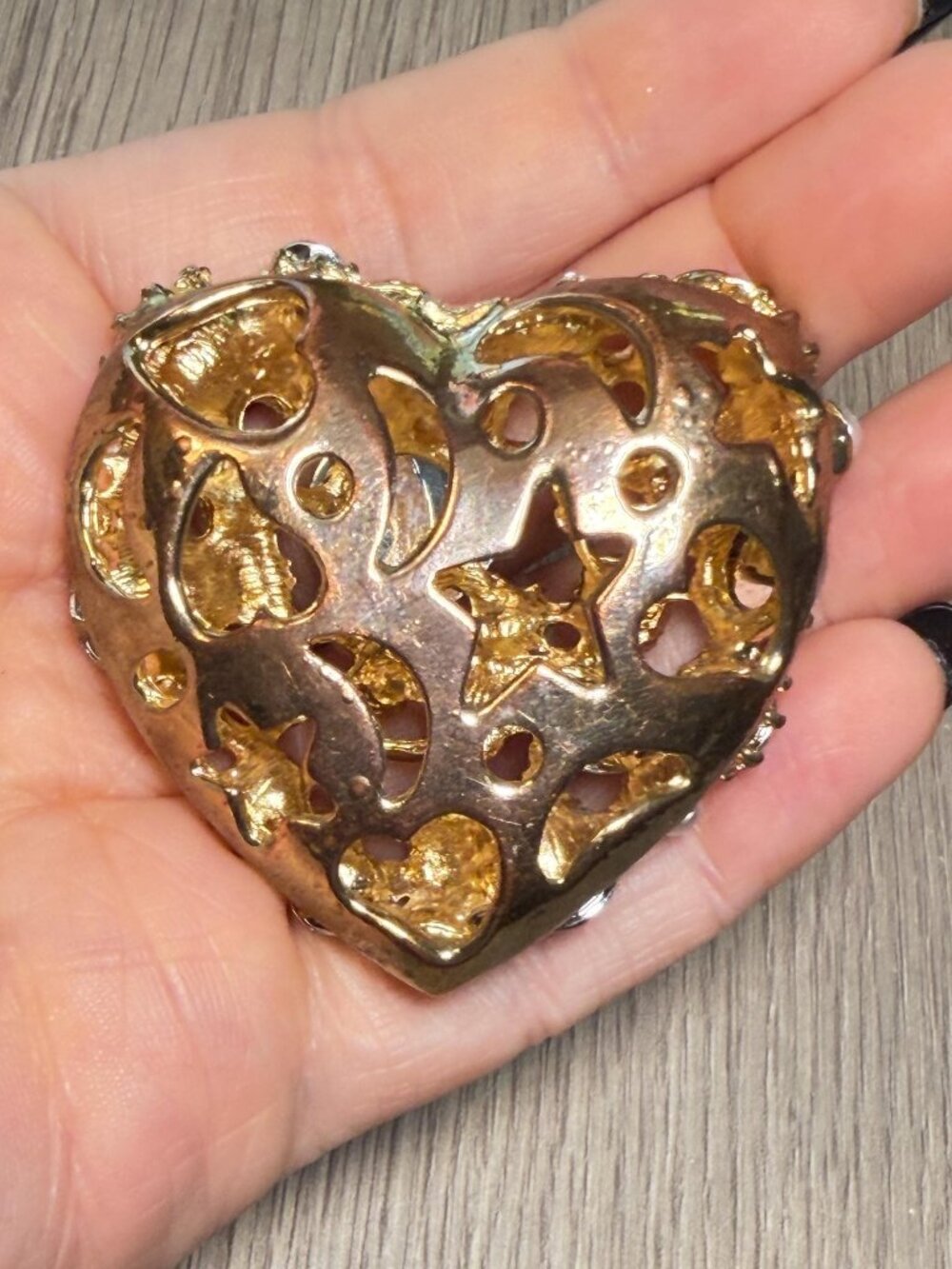 Rhinestone Heart Jewelry Component Faux Pearls Upcycle OOAK - Picture 4 of 9